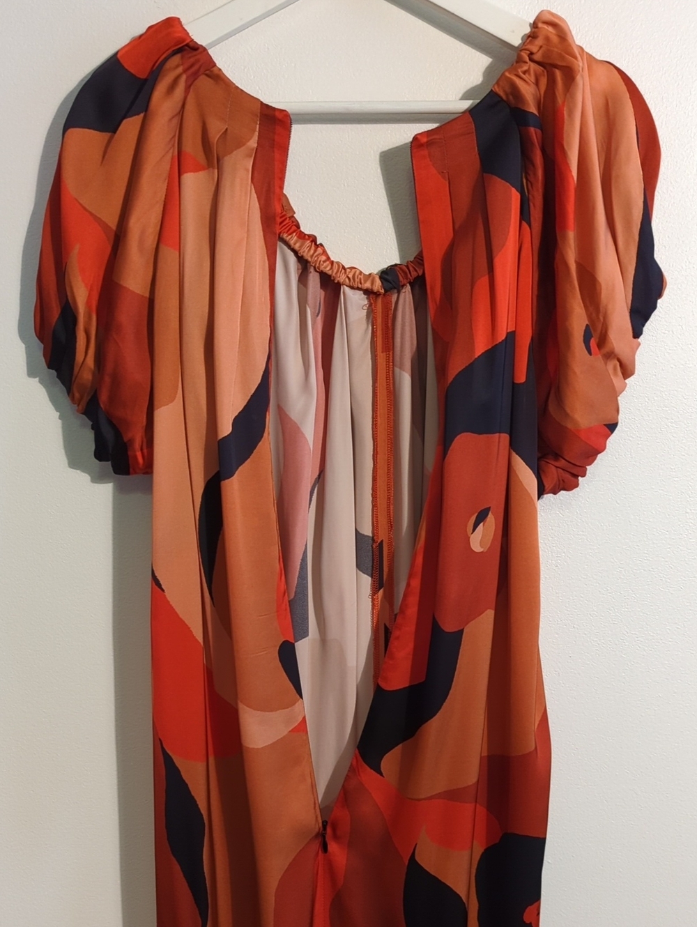 VERONIKA MAINE Abstract Maxi Dress in Burnt Orange, Rust and Navy - Picture 7 of 10
